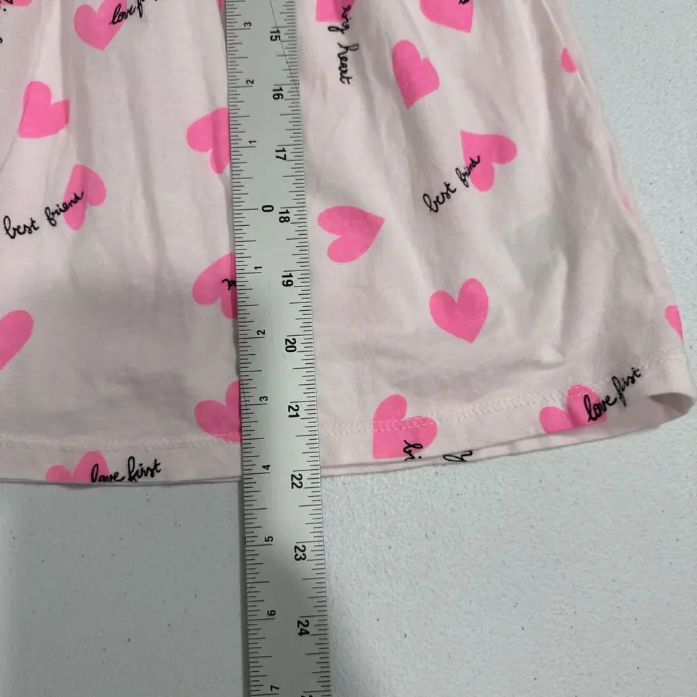 H&M Girls Dress Pink Heart Print Round Neck Long Sleeve Size 4-6 Summer casual